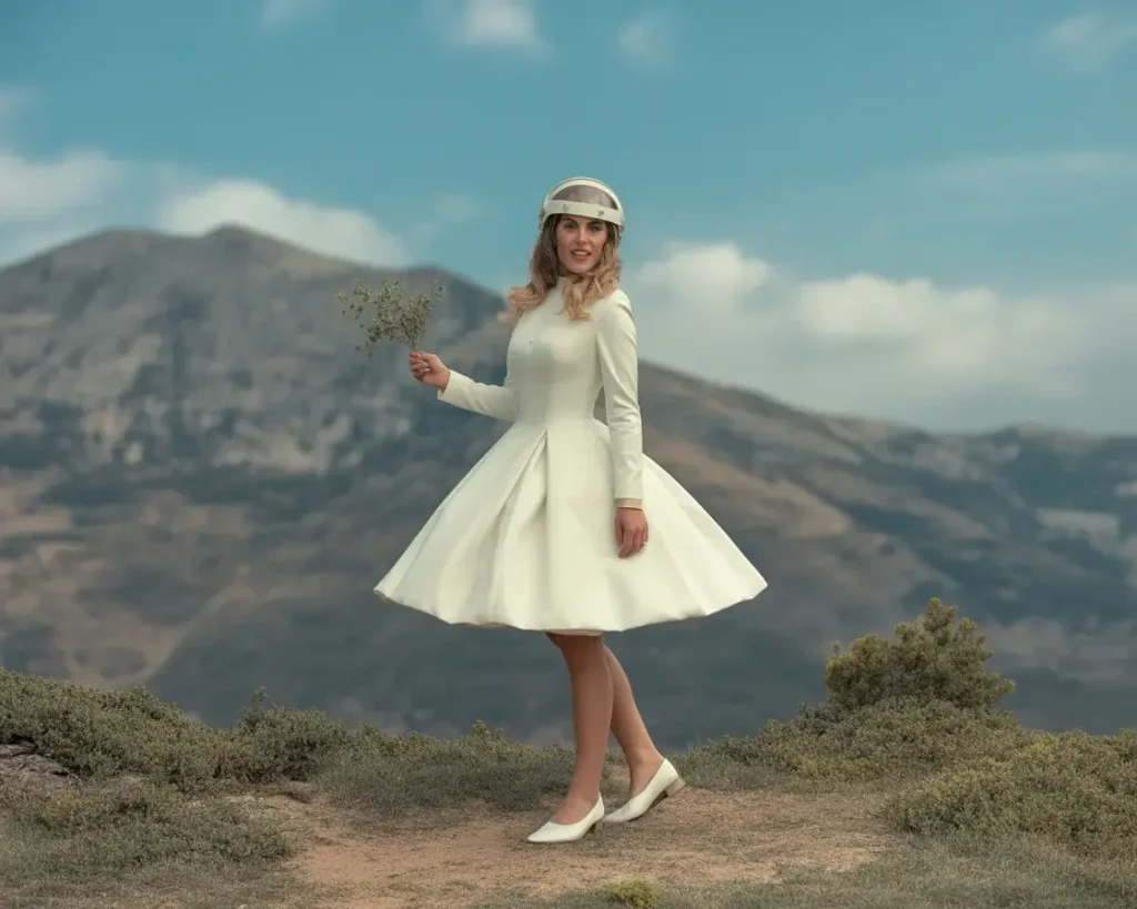 Top 17 Vintage Wedding Dresses Brides Are Saving Right Now 16 1960s Space Age Mini wedding dress