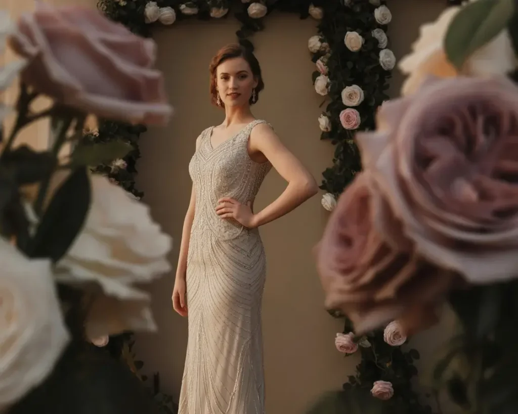 15 Elegant Wedding Dresses Brides Are Pinning Now 14 Art Deco Beaded Sheath Wedding Dress