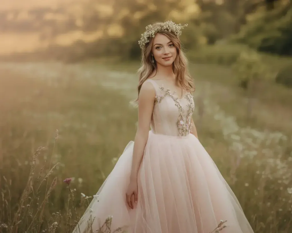 Blush Pink Tulle Ball Gown
