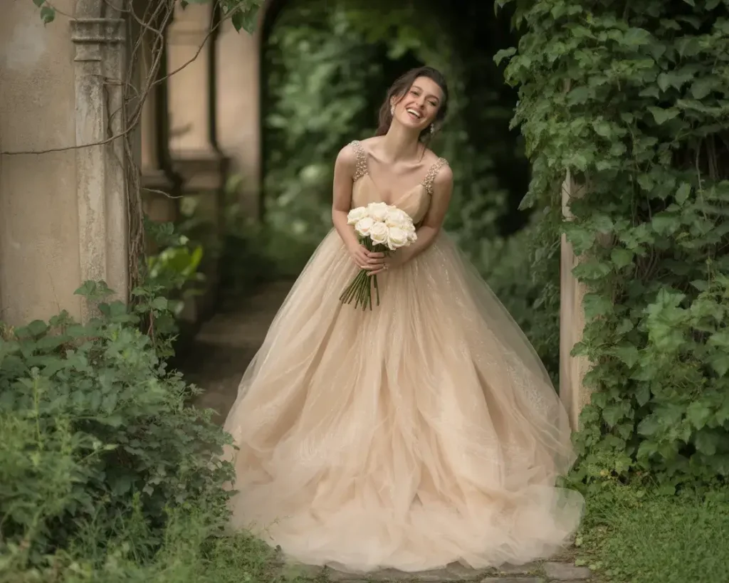 Champagne Gold Tulle Ball Gown