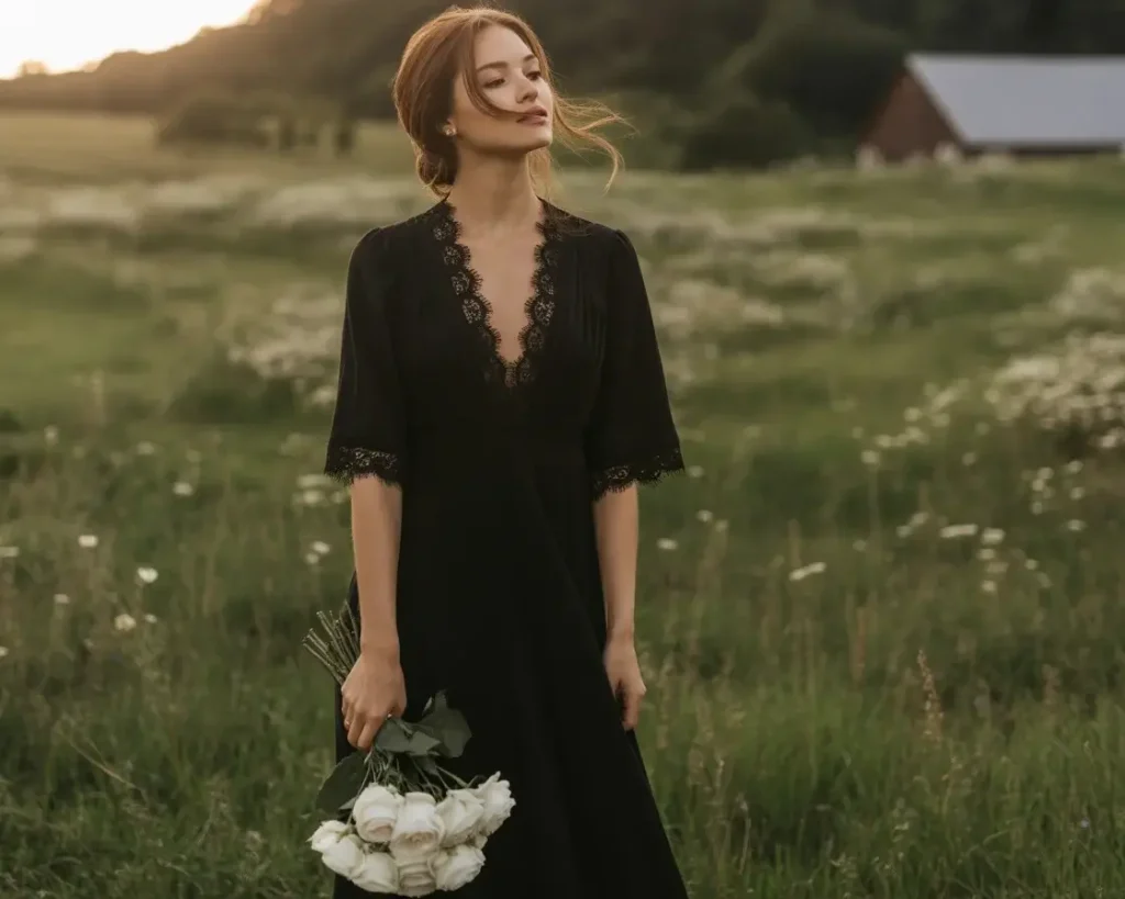 Classic Black Maxi with Lace Trim
