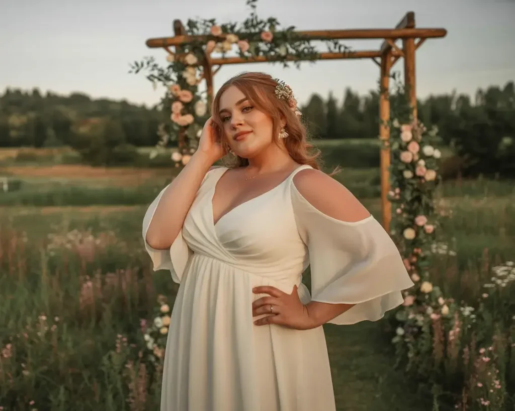  Cold-Shoulder Maxi with Bell Sleeves 
