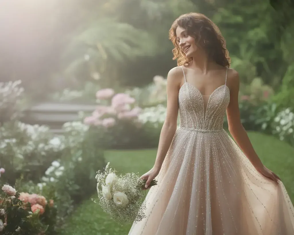 Crystal-Encrusted Tulle Princess Gown