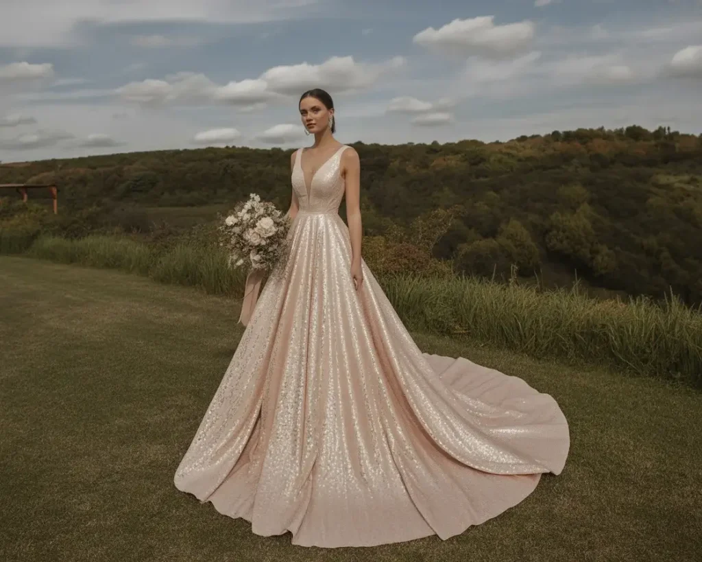   Detachable Sequin Overskirt