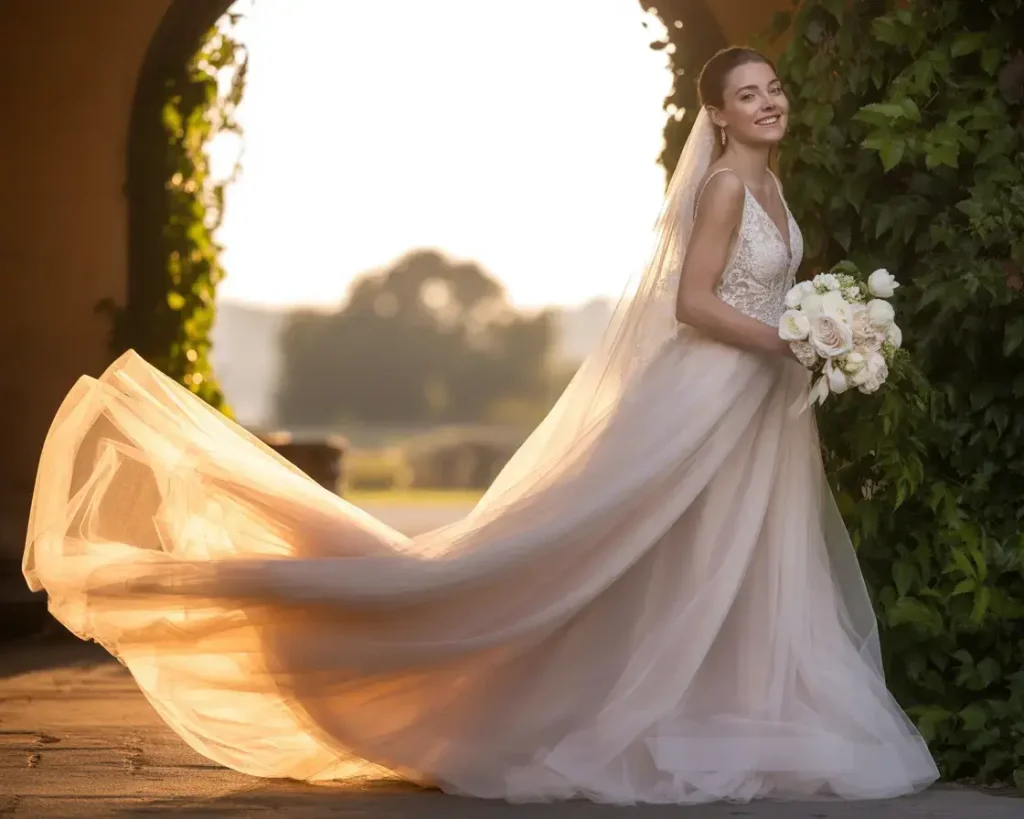 Detachable Train Tulle Gown