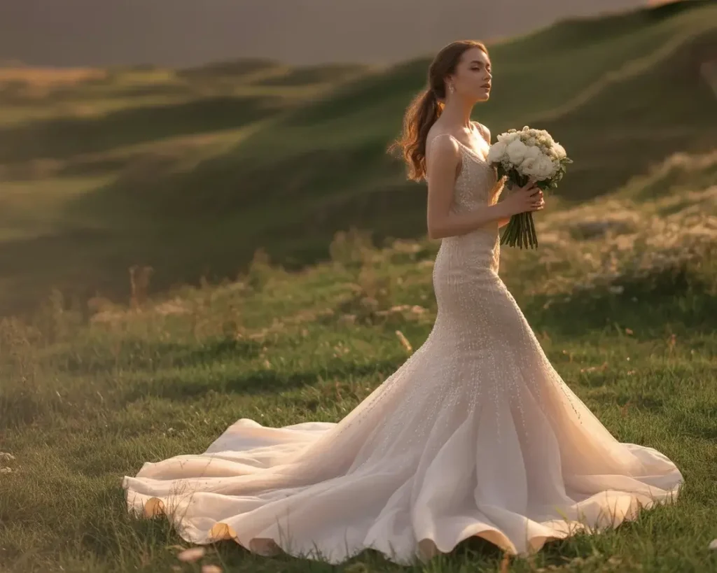  Dramatic Mermaid Silhouette wedding dress