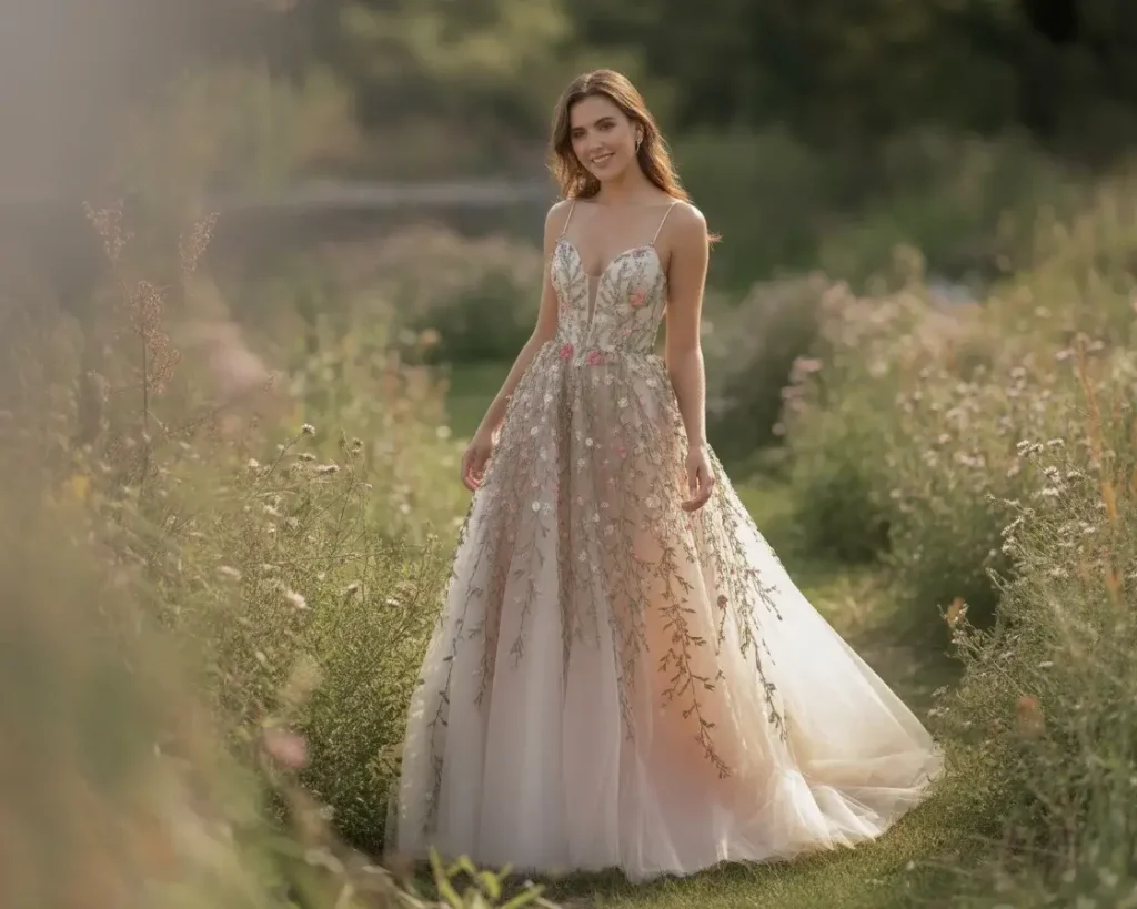 15 Elegant Wedding Dresses Brides Are Pinning Now 9 Floral Embroidered Tulle Gown