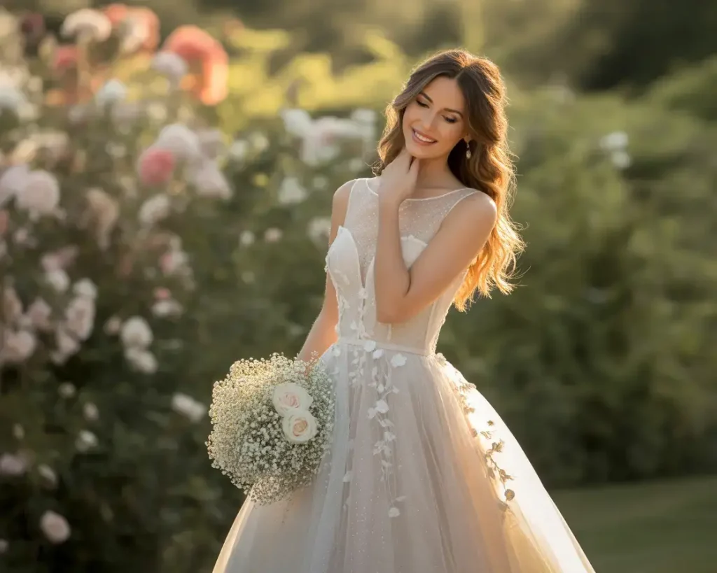 Illusion Neckline Tulle Princess Dress