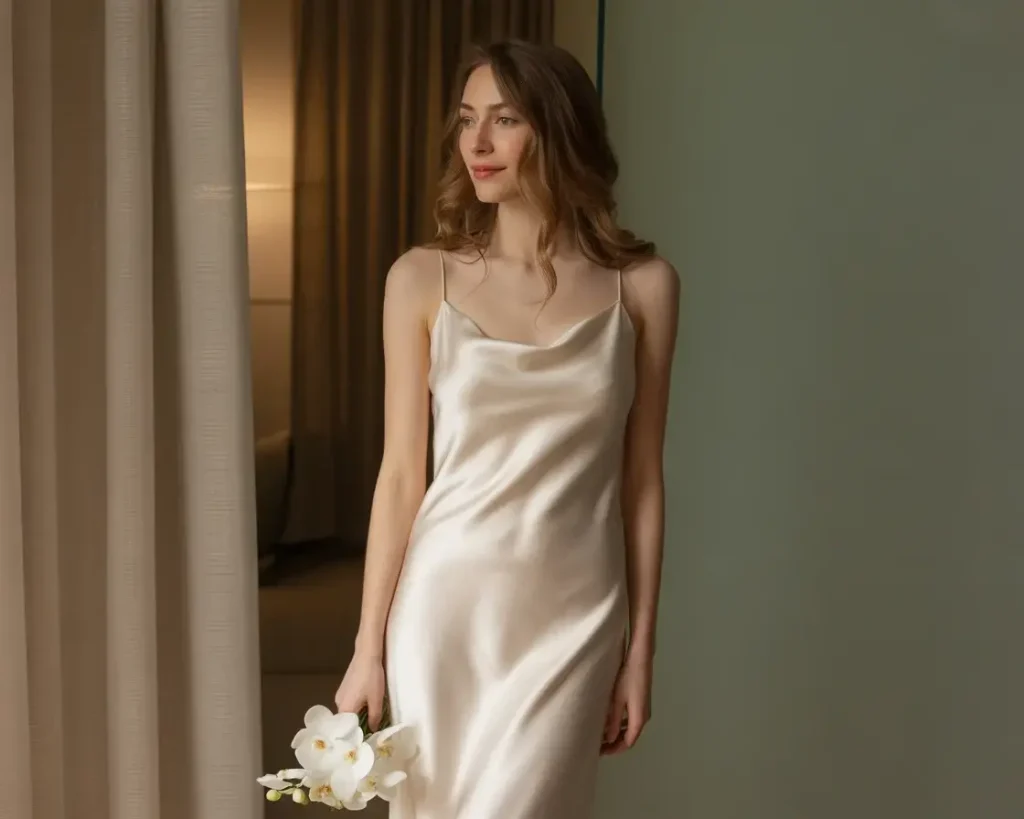 15 Elegant Wedding Dresses Brides Are Pinning Now 5 Minimalist Silk Slip Dress