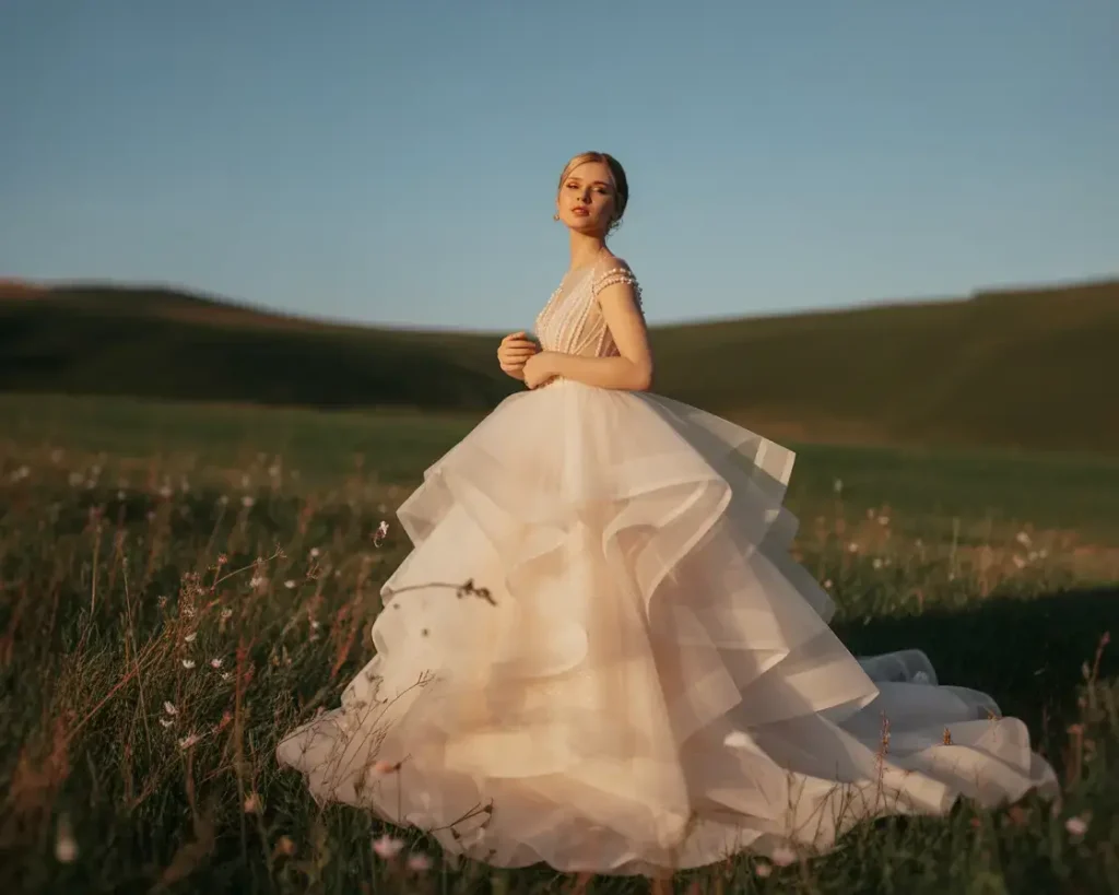 Multi-Layered Tiered Tulle Ball Gown
