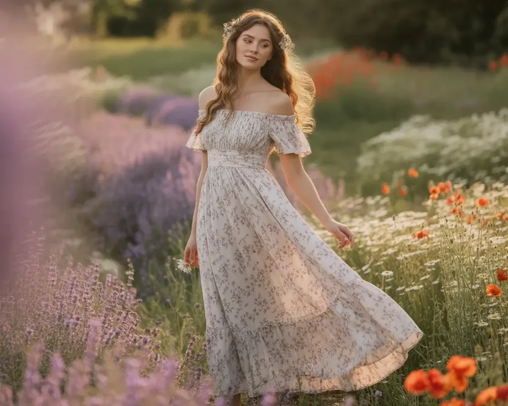 Off-the-Shoulder Floral Maxi Dress