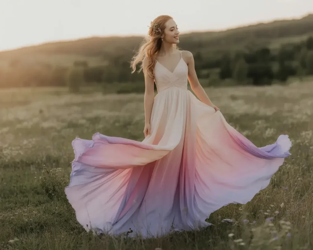 Ombre Chiffon Flowing Gown