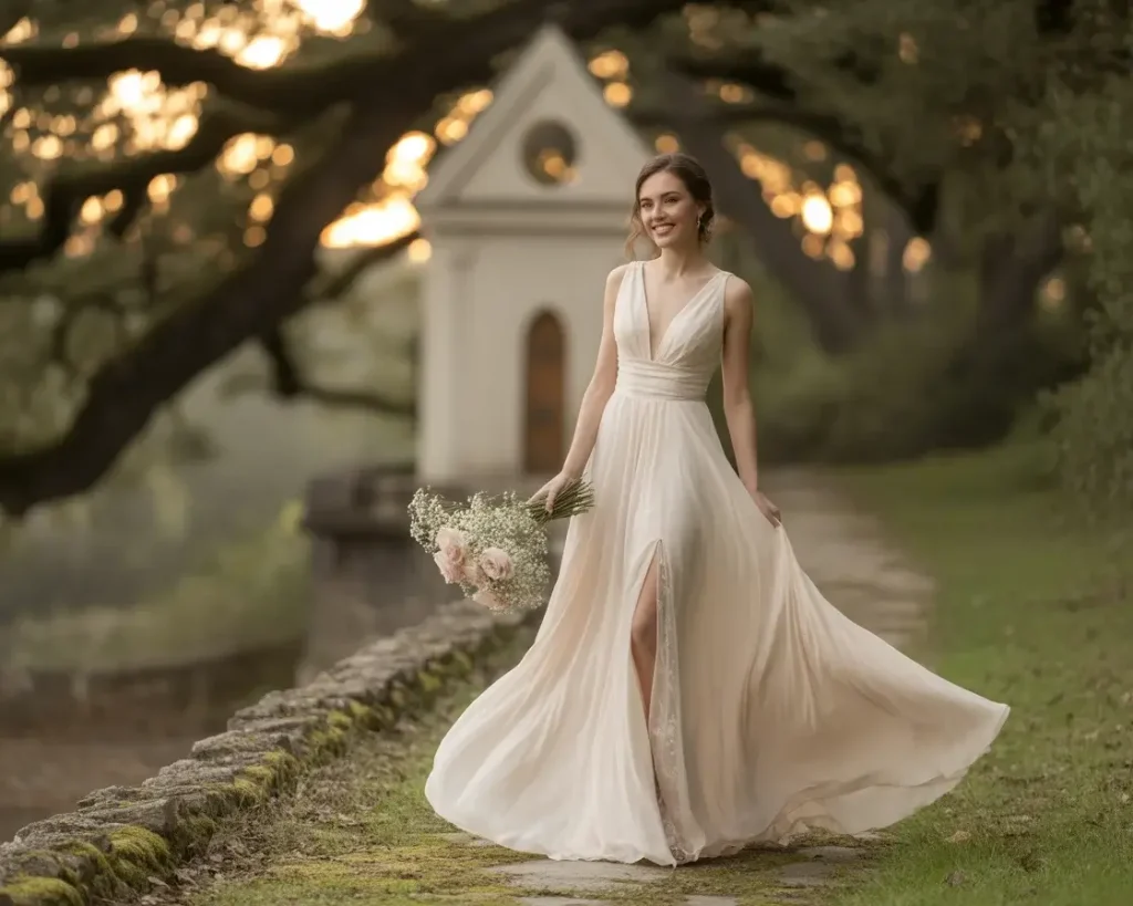 Top 19 Naked Wedding Dresses That Are Trending Right Now 5 Plunging v-neck sheer sides dress