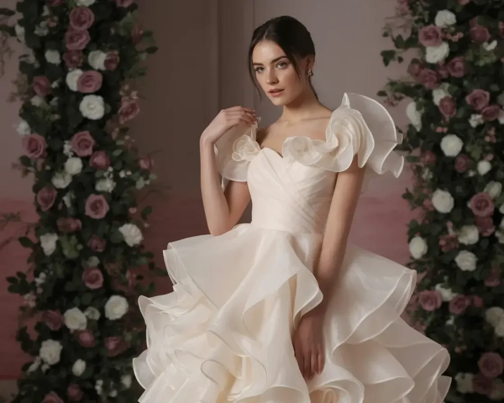 15 Elegant Wedding Dresses Brides Are Pinning Now 15 Romantic Ruffled Organza dress