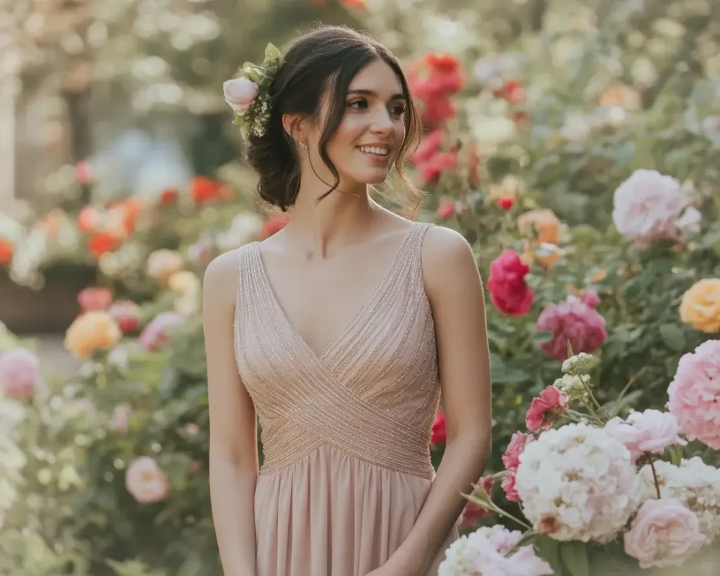 green emerald velvet dress Joanne Empire Waist Maxi Dress Rose Gold– Selfie Leslie main image 0