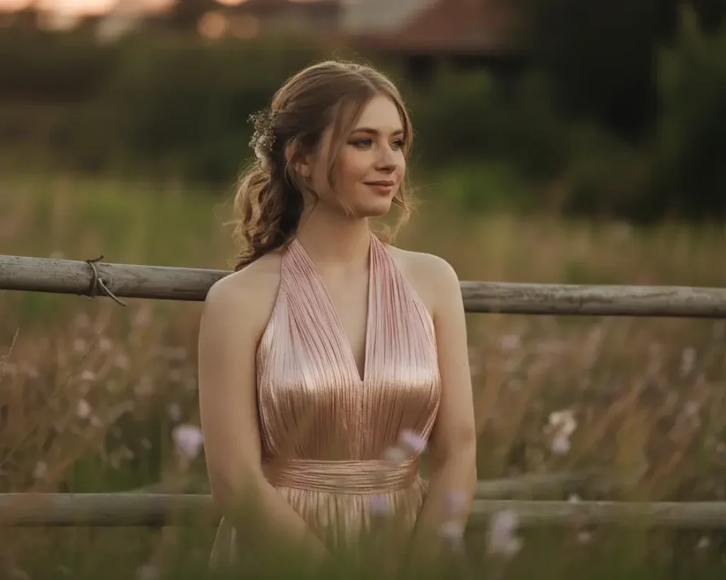 Rose Gold Halter Neck Gown