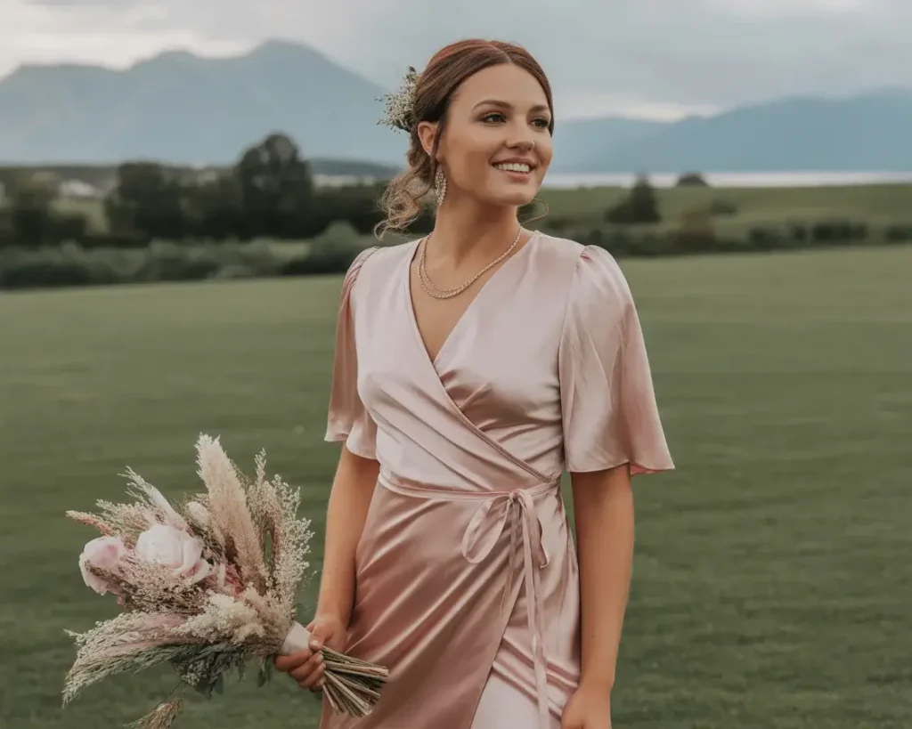 green emerald velvet dress Blush Pink Silk Satin Bridesmaid Dresses Cowl Neck Split – Lisposa