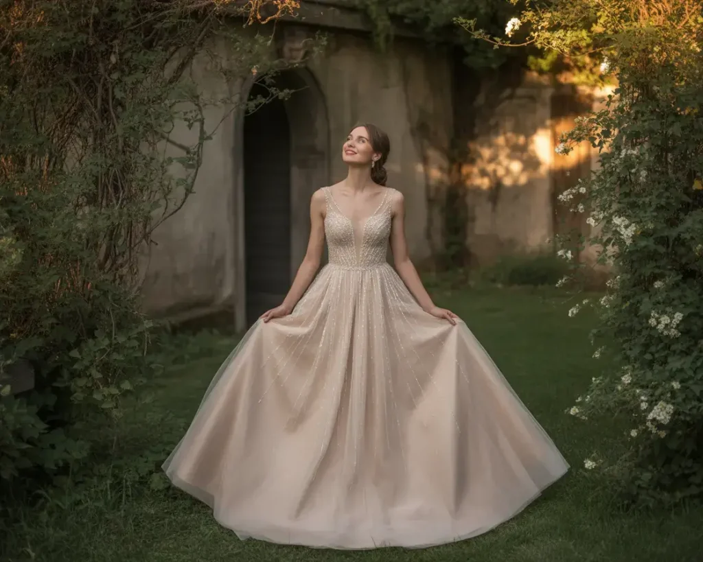 Sequined Bodice Tulle Ball Gown