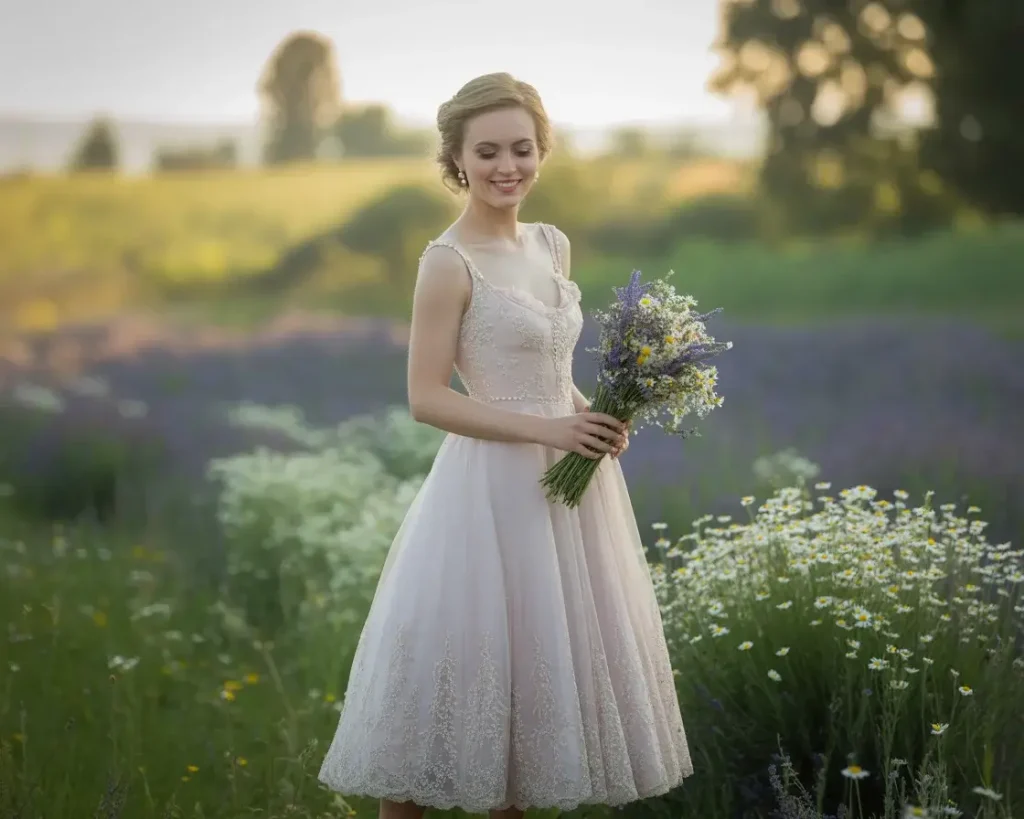15 Elegant Wedding Dresses Brides Are Pinning Now 7 Vintage-Inspired Tea-Length Dress