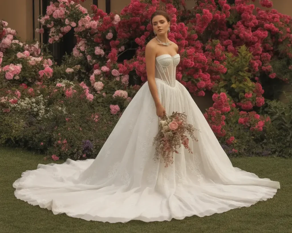  bustier corset strapless wedding gown