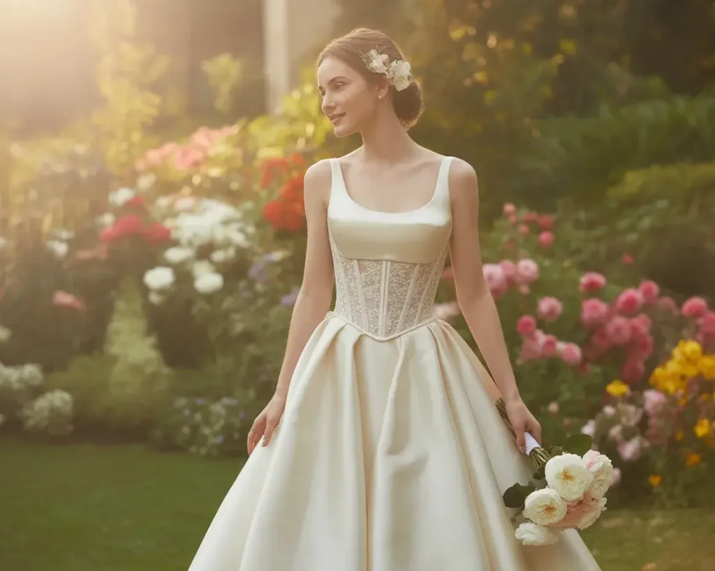 19 Corset Wedding Dresses Trending Right Now 2 classic satin ballgown corset wedding dress