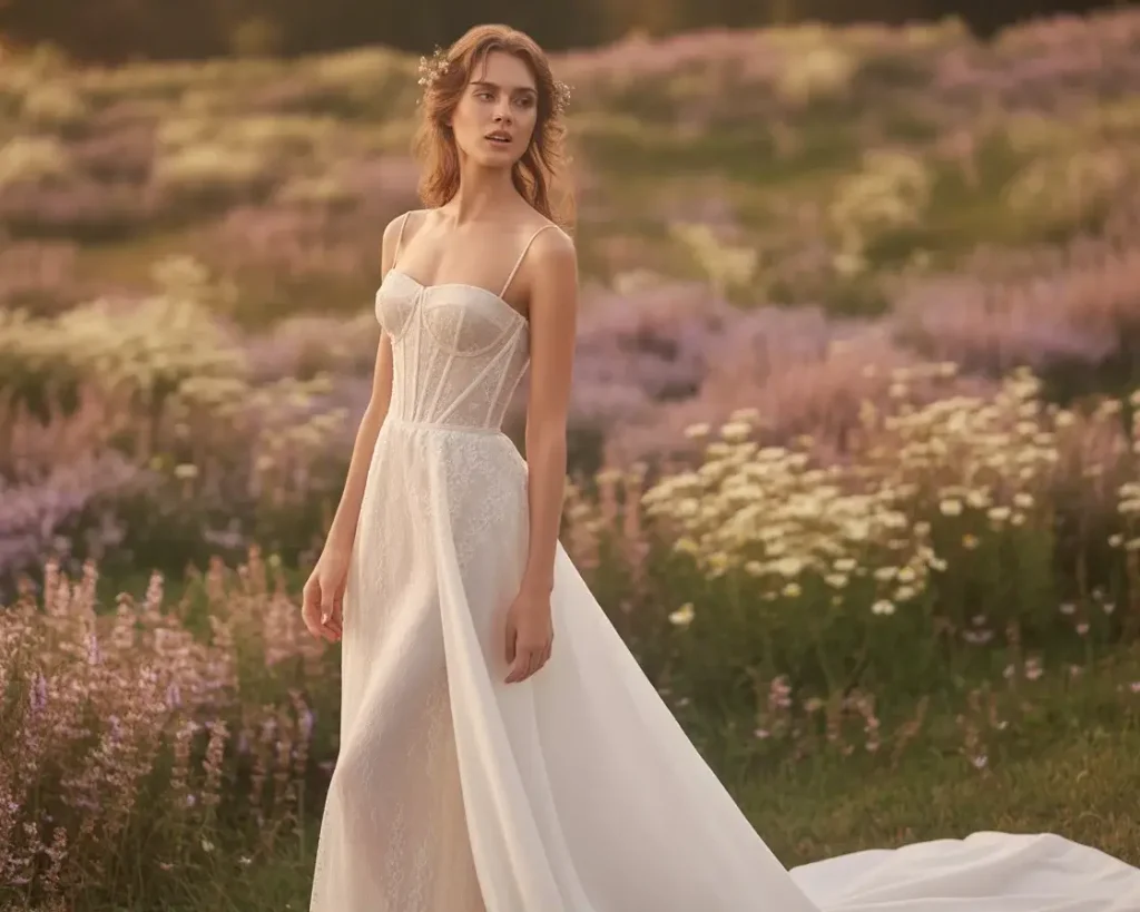 19 Corset Wedding Dresses Trending Right Now 16 convertible corset detachable train wedding dress