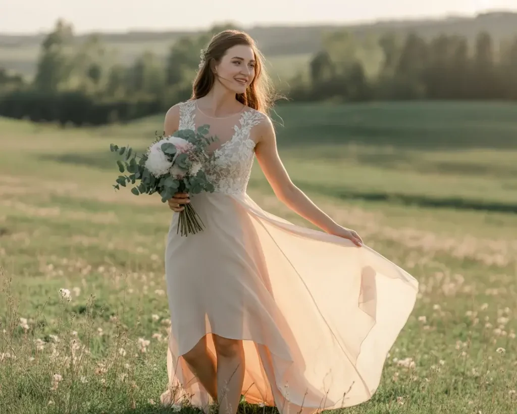 Top 19 Naked Wedding Dresses That Are Trending Right Now 12 high-low hemline sheer train dress