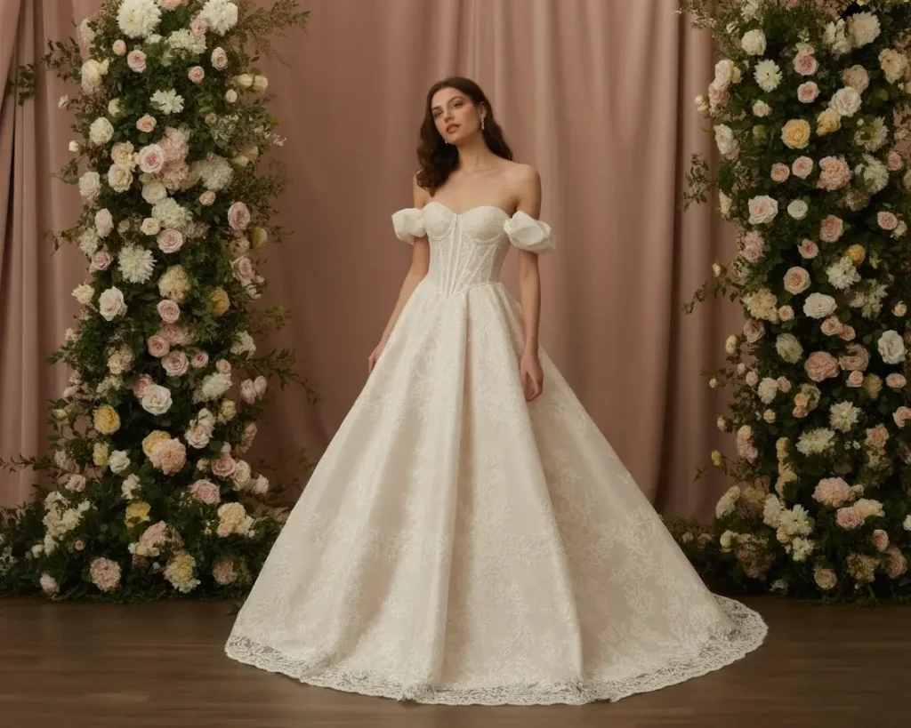 19 Corset Wedding Dresses Trending Right Now 4 off shoulder corset a line wedding dress