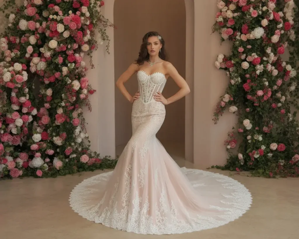 19 Corset Wedding Dresses Trending Right Now 3 romantic lace corset mermaid wedding gown