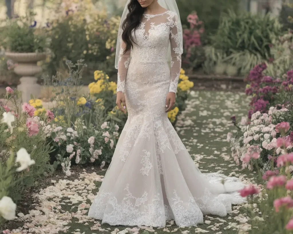 Top 19 Naked Wedding Dresses That Are Trending Right Now 1 sheer lace mermaid wedding gown.