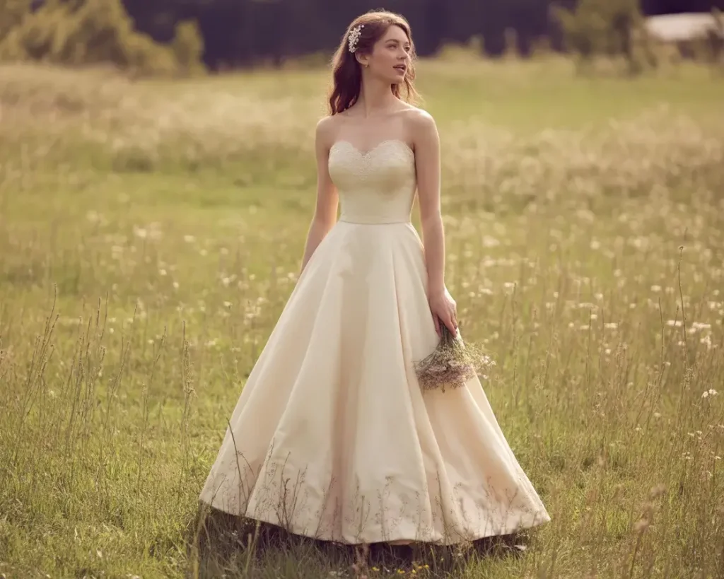 vintage tea length strapless wedding dress