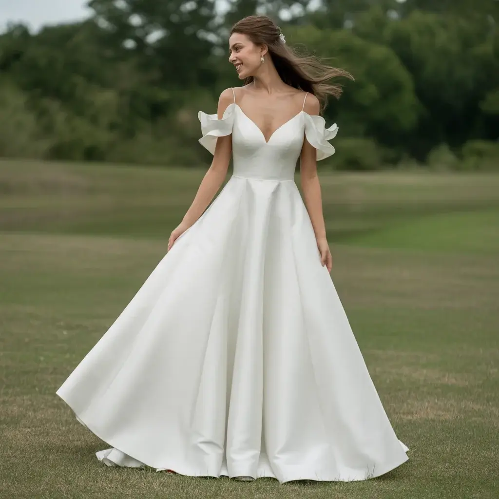 A-Line with Subtle Shoulder Ruffle Details