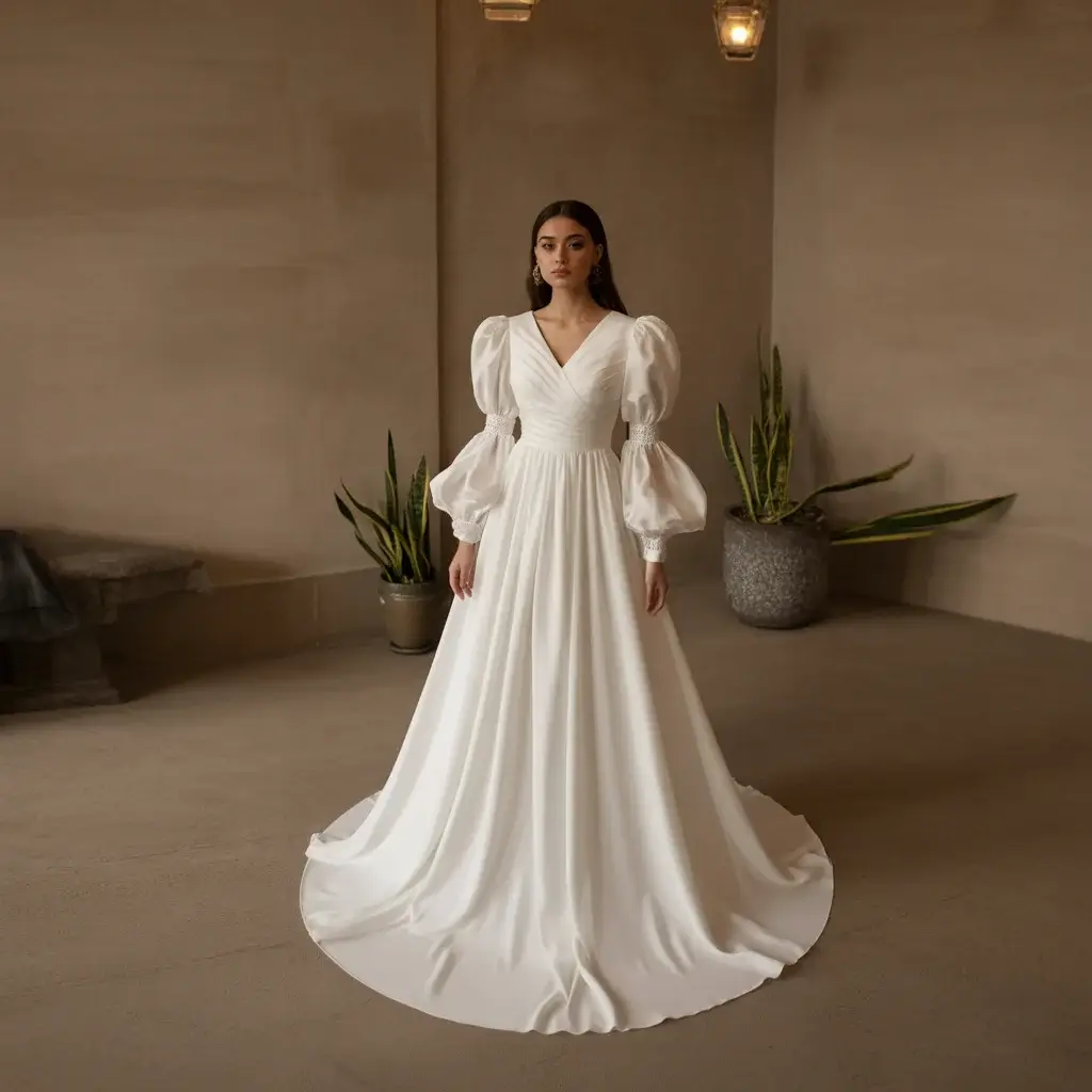 Top 17 Types of Wedding Dress Sleeves Trending on Pinterest Right Now 11 Artistic lantern sleeves wedding dress with gathered wrist and balloon forearm
