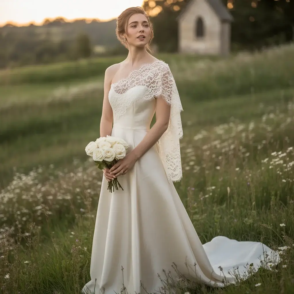 Asymmetrical Neckline Gown