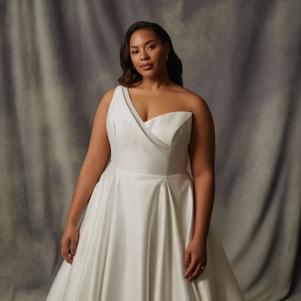 Top 17 Plus Size Mermaid Wedding Dresses Trending on Pinterest 16 Asymmetrical Neckline Modern Dress