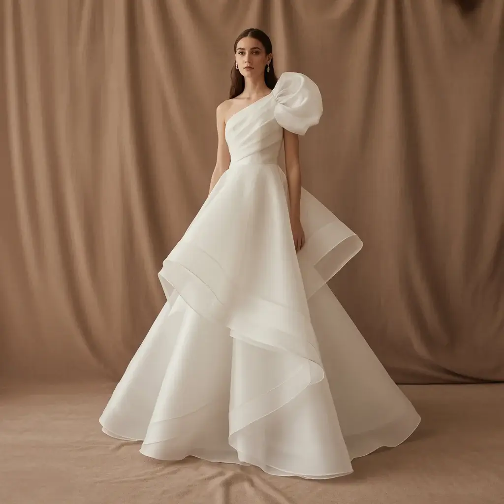 15 Organza Wedding Dresses Trending on Pinterest 16 Asymmetrical Organza Dress with One Shoulder