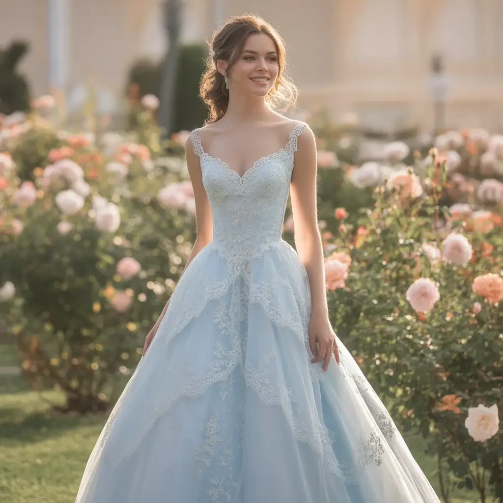 Baby Blue Lace Princess Gown
