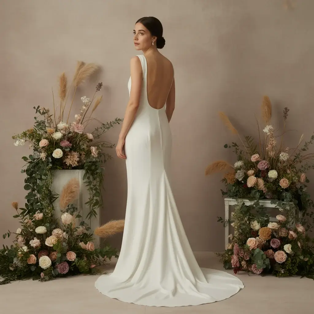 Top 13 Elopement Dresses Perfect For Your Intimate Wedding 6 Backless Crepe Sheath Dress