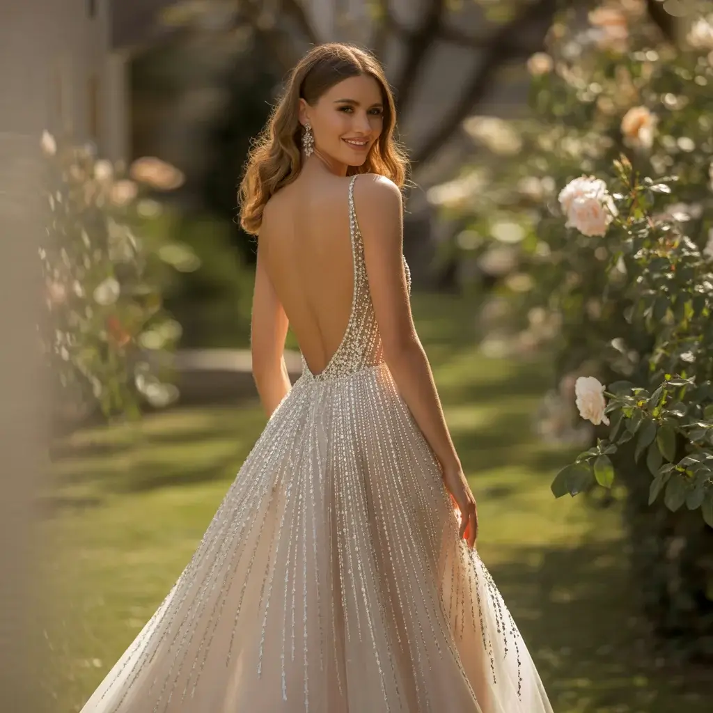 Backless Crystal Detail Dress wedding dress