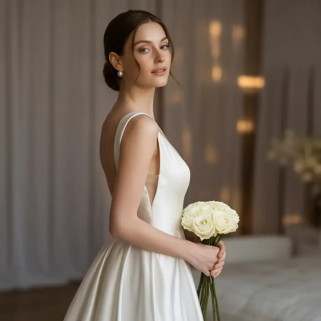 Top 15 Satin Wedding Dresses Brides Are Pinning Right Now 7 Backless Satin Column Dress