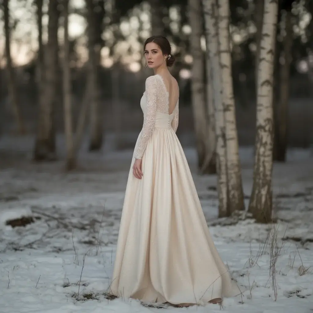 Backless winter sophistication wedding dress
