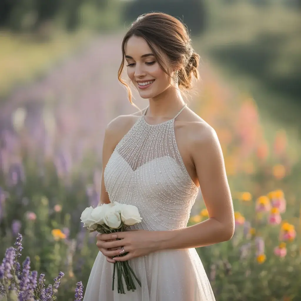 Beaded Halter Neck Sheath