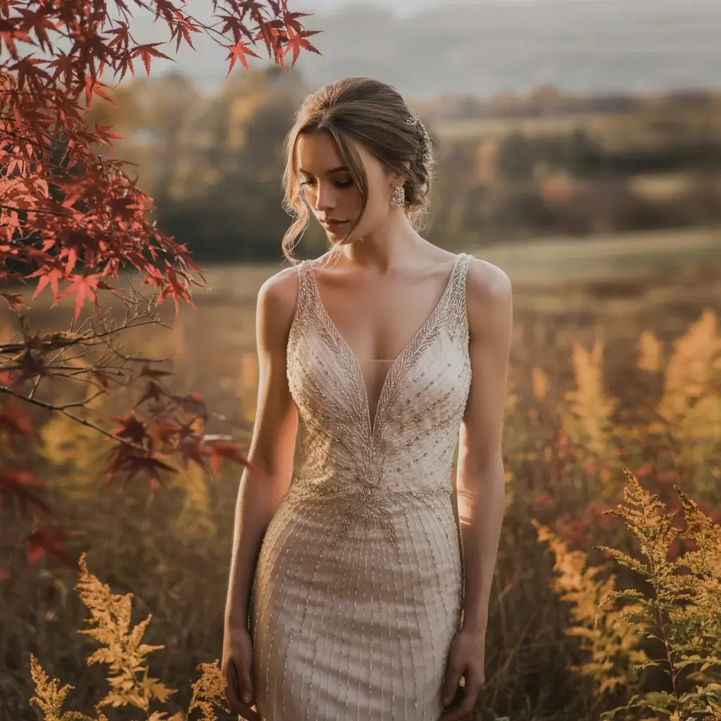 Top 15 Fall Formal Wedding Attire Looks That Are Trending Right Now 14 Beaded Sheath Dress