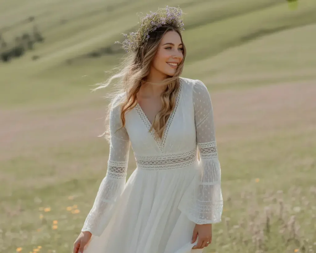 Top 15 Best Wedding Dresses for Your Body Shape 13 Bohemian A-Line with Long Sleeves