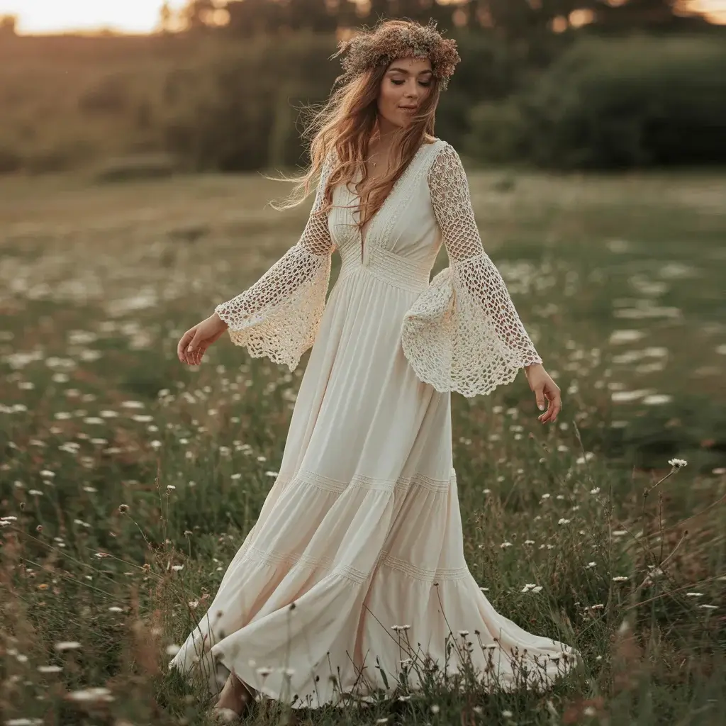 Top 13 Detachable Sleeves for Wedding Dress Ideas Trending on Pinterest 6 Bohemian Crochet Sleeves Dress