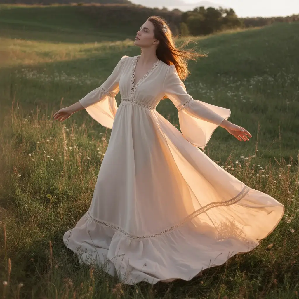 15 Organza Wedding Dresses Trending on Pinterest 7 Bohemian Organza Dress with Bell Sleeves