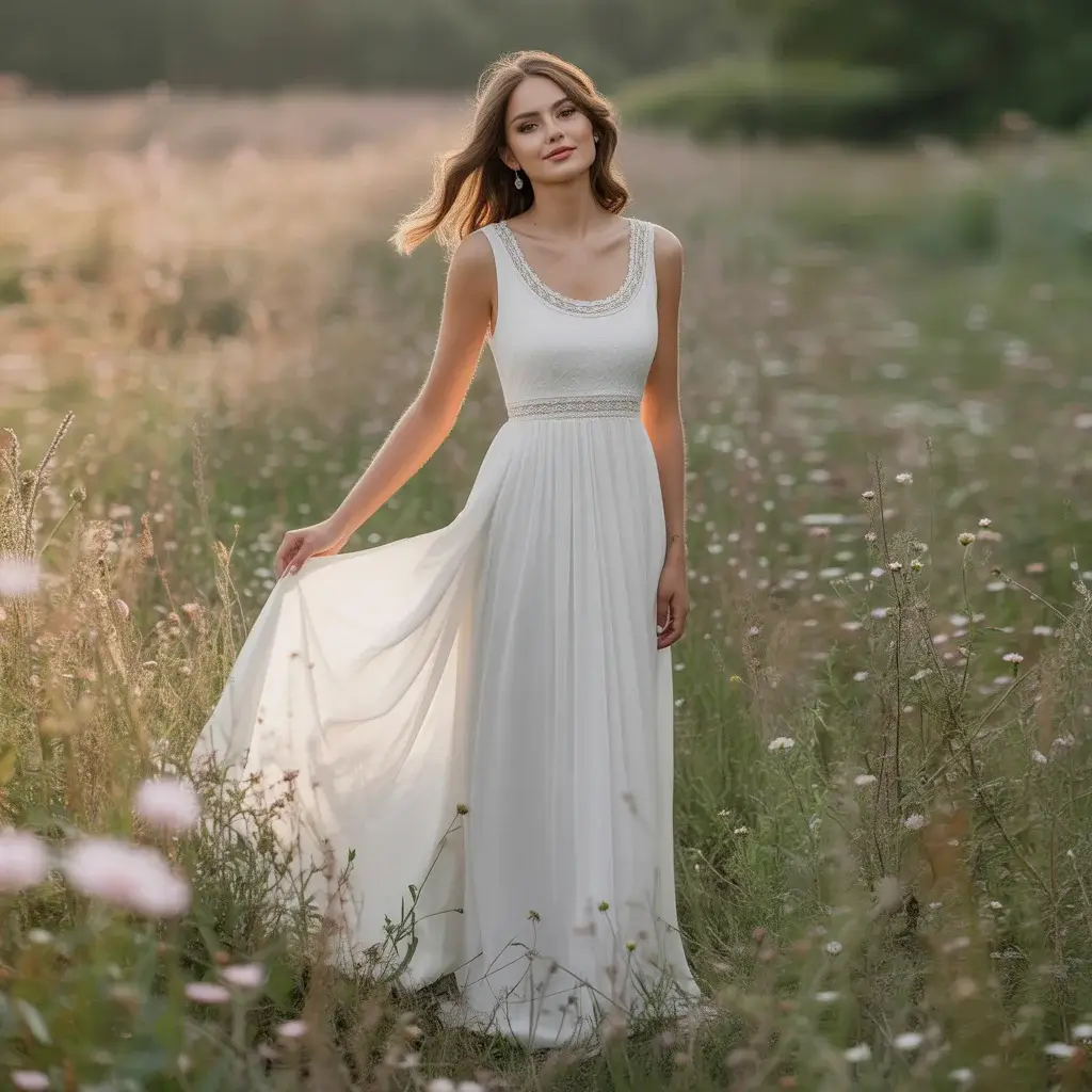 Top 15 Scoop Neck Wedding Dresses Brides Are Saving Right Now 5 Bohemian flowing chiffon scoop neck wedding dress