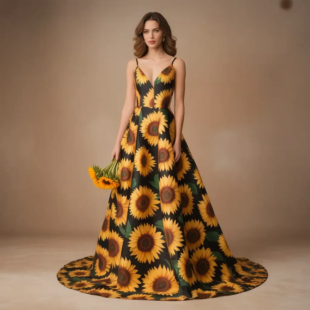 Top 17 Floral Wedding Guest Dresses Making Waves This Season 15 Bold Sunflower Print Statement Dress