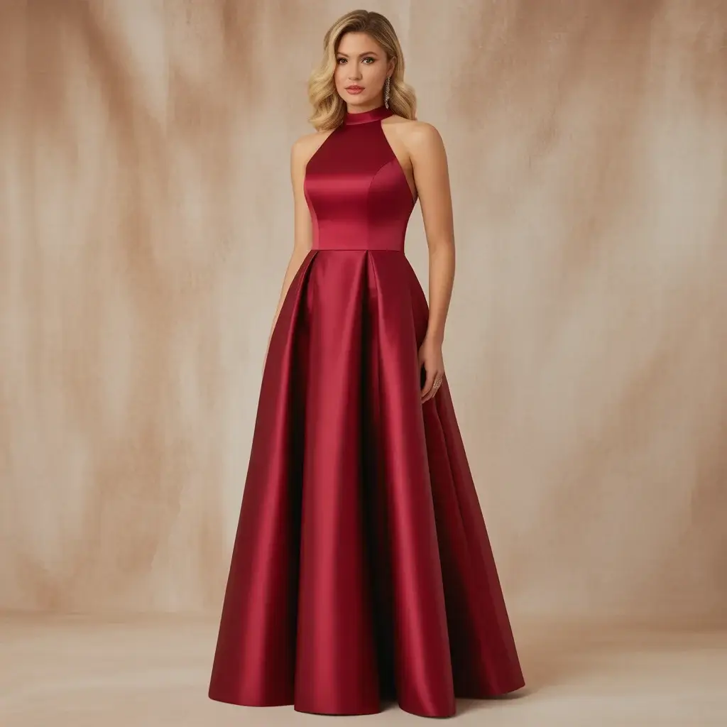 13 Halter Neck Dresses for Wedding Guests 5 Burgundy Satin Halter Cocktail Dress