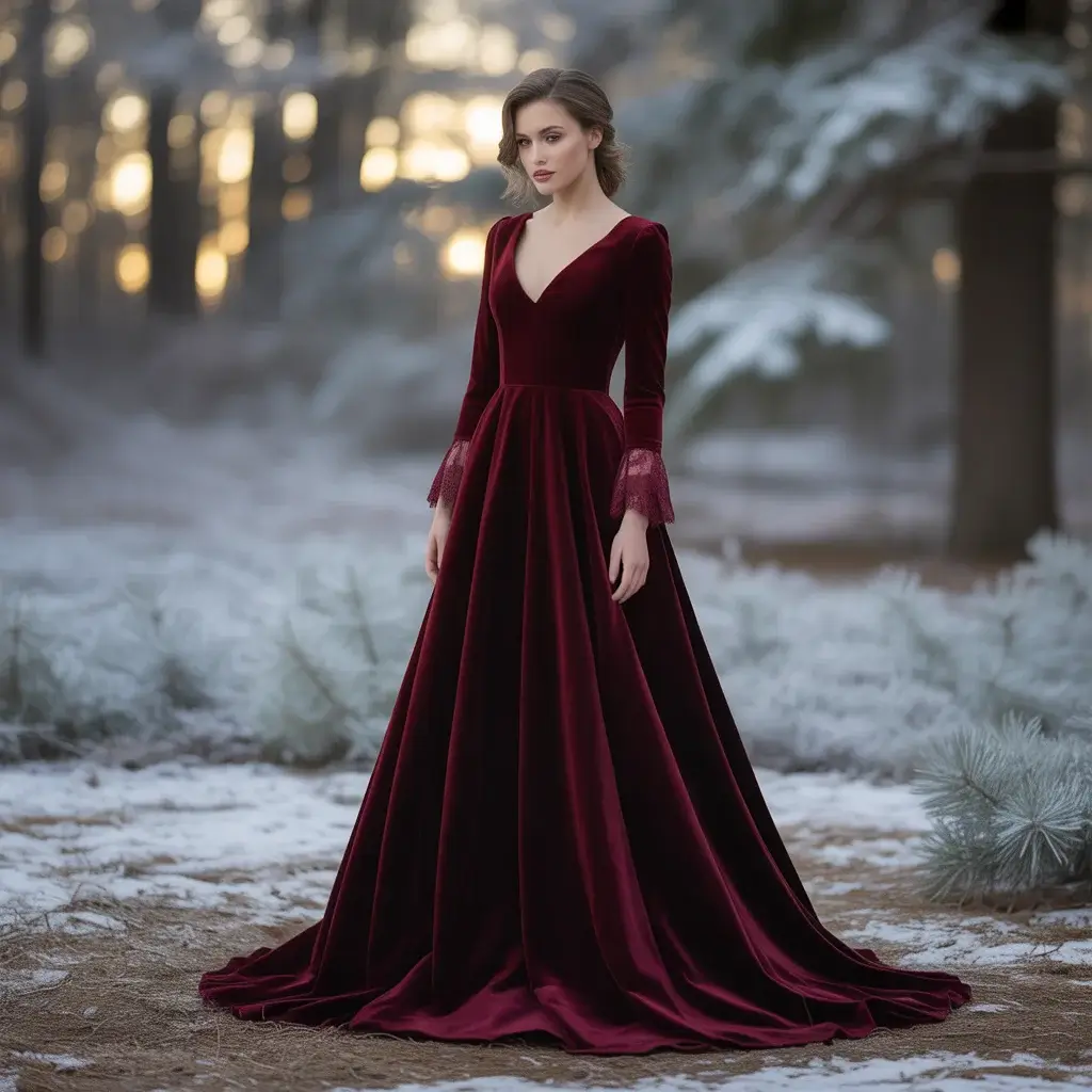 Top 19 Red Wedding Dresses That Are Breaking Pinterest Right Now 7 Burgundy Velvet Winter Wedding Gown